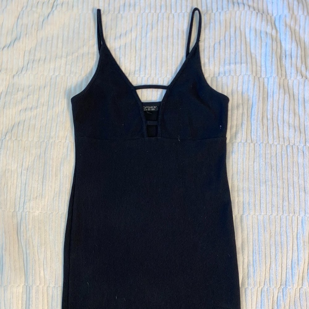 Black Body Con Spaghetti Strap Mini Dress